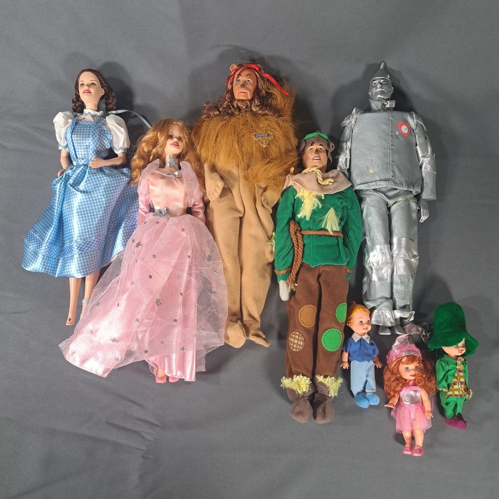 VTG Wizard of Oz Doll Lot Dorothy Scarecrow Tin Man Lion Glinda Munchkins